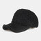Unisex Wool Lamb Hair Solid Casual Outdoor Winter keep Warm Sunscreen Visor Sun Hat Baseball Hat - Black