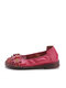 Scocofy Cuir véritable Coutures faites à la main Casual Slip-On Soft Chaussures plates confortables rétro ethniques à fleurs - rouge