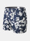 Mens 100% Cotton Floral Print Cozy Mid Waist Lounge Shorts Pajama Bottoms - Dark Blue