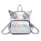 Women Laser Shoulder Bag Sequin Wings Backpack Cute Reflective Bag - Silver