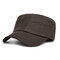 Men Cotton Solid Color Flat Cap Sunshade Casual Outdoors Peaked Forward Cap Adjustable Hat - Coffee