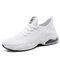 Men Knitted Fabric Breathable Comfy Air-cushion Sole Soft Casual Sneakers - White