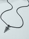 Trendy Personality Retro Triangle Arrowhead Stainless Steel Long Pendants Necklaces - Black