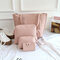 Women PU Leather Handbag Set 4 Pcs Solid Tote Bag  - Pink