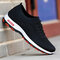 Men Breathable Soft Slip On Casual Sneakers - Black