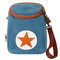 Women Cnavas Floral Stripe Mini Crossbody Bag Leisure 6 Inches Phone Bag - Dark Blue