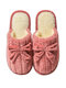 Women Bowknot Embellished Soft Comfy Warm Home Slippers - Red