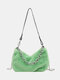 Women Plush Chains Handbag Shoulder Bag Crossbody Bag - Green