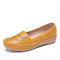 LOSTISY Women Ruffle Stricing Decor Hollow Comfy Non Slip Casual Flats - Yellow