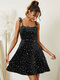 Galaxy Sequins Tie-up Design Sleeveless Mini Dress - Black