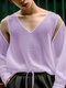 T-shirt da uomo trasparente con scollo a V e maniche ritagliate - viola