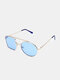Unisex Metal Asymmetrical Full Frame Double-bridge UV Protection Fashion Decorative Sunglasses - Blue