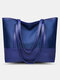 Oxford Splicing Soft Leather Casual Lightweight Folding Multifunction Handbag Large Capacity Shoulder Bag Shopping Bag Tote - Blue