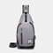 Waterproof Man Outdoor Travel USB Charging Port Crossbody Bag Casual Sling Bag Chest Bag - Grey