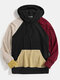 Mens Contrast Color Raglan Sleeve Corduroy Hoodies With Kangaroo Pocket - Black