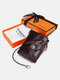 Men Genuine Leather Cowhide RFID Anti-theft Zipper Chain Card Holder Wallet - Coffee Wallet +Box