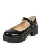 Large Size Women Solid Color Casual Comfy Mary Jane Platforms Shoes - Black