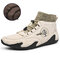 Men Handmade Slip Resistant Soft Warm Plush Lining Ankle Boots - Beige