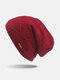 2 Pcs Men Rabbit Fur Knitted Plus Velvet Argyle Thicken Face Protection Ear Protection Beanie Hat Bib Scarf Set - Wine Red Hat