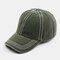 Men & Women Simple Solid Color White Line Washed Baseball Cap Sunscreen Cap - Green