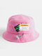 Unisex Cotton Drawstring Letter Pattern Label Solid Color Fashion Bucket Hat - Pink