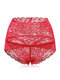 High Waisted Lace Cotton Crotch Tummy Shaping Butt Lifter Panty - Red
