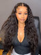 Black Front Lace Long Small Curly Hair High Temperature Fiber Head Cover Lace Wig - Black