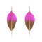 Vintage Ear Drop Earrings Colorful Gradient Feather Chain Tassels Earrings Ethnic Jewelry for Women - Rose Red