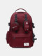 Women Preppy Waterproof 15.6 Inch Laptop Bag Large Capacity Backpack - Wine Red