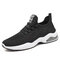 Men Knitted Fabric Breathable Comfy Air-cushion Sole Soft Casual Sneakers - Black
