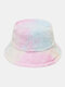 Women Colorful Warm Plush Bucket Hat Outdoor Gradient Wild Elegant Bucket Cap - #05