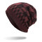 Mens Square Lattice Wool Velvet Knitted Hat Warm Good Elastic Hat Winter Outdoor Casual Beanie - Red