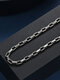 Trendy Simple Rectangle Patchwork Chain Shape Stainless Steel Necklace - Ancient Silver（Width: 0.3 cm / 0