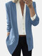 Solid Color Slim Suit Long Sleeve Jacket For Women - Blue