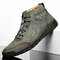Men Microfiber Leather Soft Hand Stitching Ankle Boots - Green