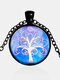 Vintage Gemstone Glass Printed Women Necklaces Colored Tree Of Life Pendant Necklaces - #04