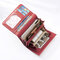Women Plain Trifold Wallet Card Holder Coin Purse Phone Bag - Red