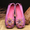 Women Casual Soft Handmade Floral Genuine Leather Flats - Purple