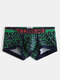 Men Sexy Geometric Print Boxer Briefs Breathable Patchwork Underwear - Green