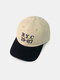 Unisex Cotton Letters Numbers Embroidery Color Contrast Patchwork All-match Sunscreen Baseball Cap - Beige