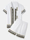 メンズエスニックパターンバロック半袖シャツ＆ポケットショーツホワイトコーディネイト - 白い
