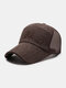 Men Cotton Embroidery Letter M Sport Sunshade Trucker Hat Baseball Hat - Brown