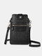 Women Faux Leather Casual Stone Pattern Solid Color Crossbody Bag Brief Phone Bag - Black
