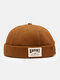 Unisex Cotton Side Contrast Color Letters Patch All-match Brimless Beanie Landlord Cap Skull Cap - Brown