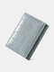Women Faux Leather Brief Stone Pattern Multi-Compartments Trifold Short Mini Wallet Purse - Blue
