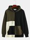 Mens Cool Style Contrast Color Patchwork Muff Pocket Drawstring Hoodies - Army Green