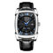 Classic Geometric Square Men Wrist Watch Luminous Waterproof Leather Belt Quartz Watch - Black