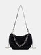 Women Plush Chains Handbag Shoulder Bag Crossbody Bag - Black