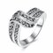 Luxury Wedding Ring Alloy Rhinestone U-Shaped Ring for Women Gift - Silver