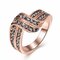 Luxury Wedding Ring Alloy Rhinestone U-Shaped Ring for Women Gift - Rose Gold